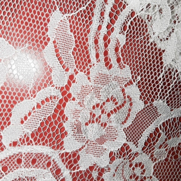 White Lace Chemise Cold Shoulder Cover Up Dress - Picture 7 of 8